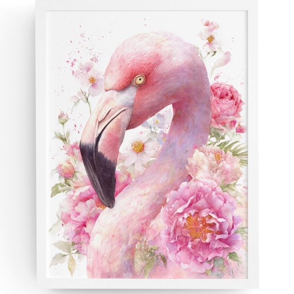 Watercolor Flamingo Wall Art Print, Unframed - Vibrant Tropical Elegance - Picture 1 of 7